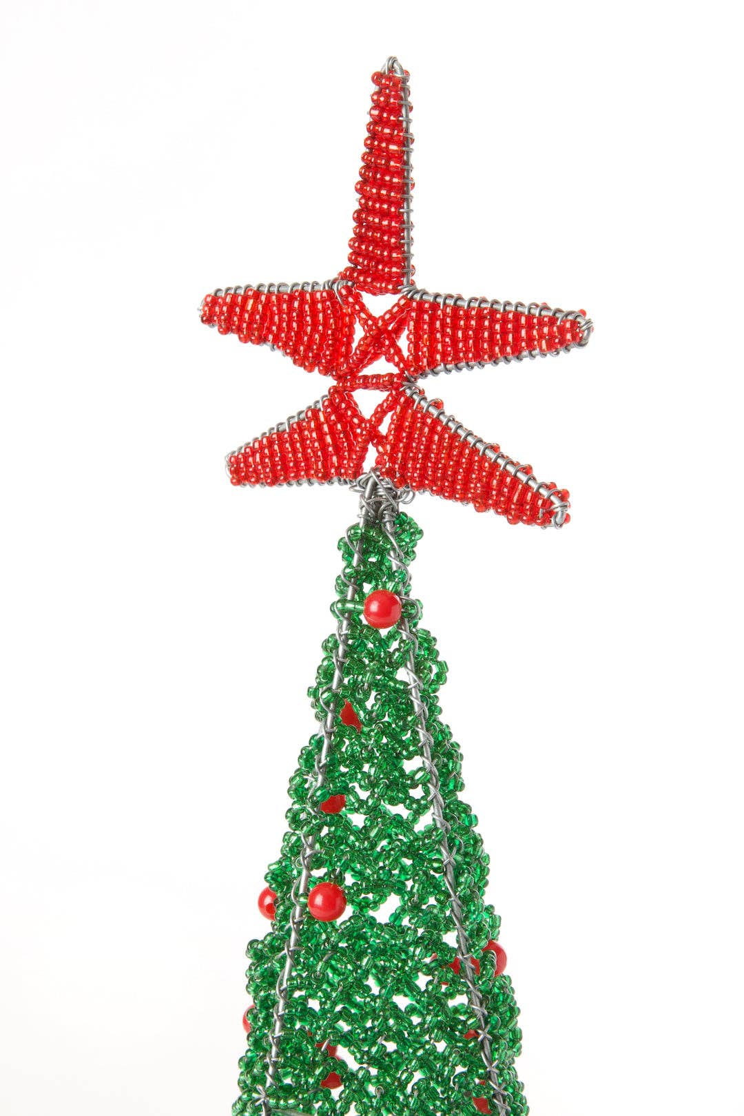 Beaded Wire Christmas Tree Sculpture - Small