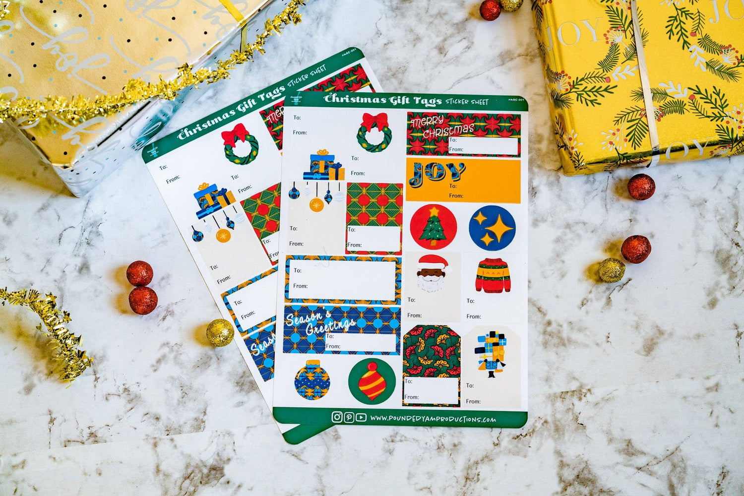 African Christmas Gift Tag Stickers