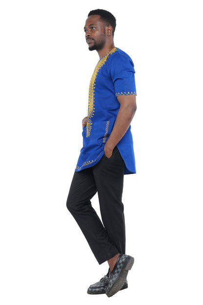 Blue & Gold Embroidered Shirt