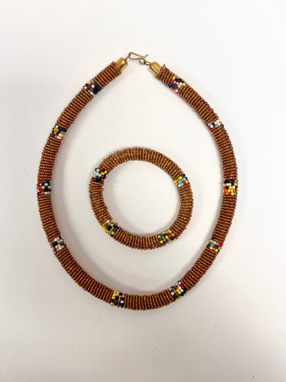 Maasai Necklace and Bracelet set, beaded