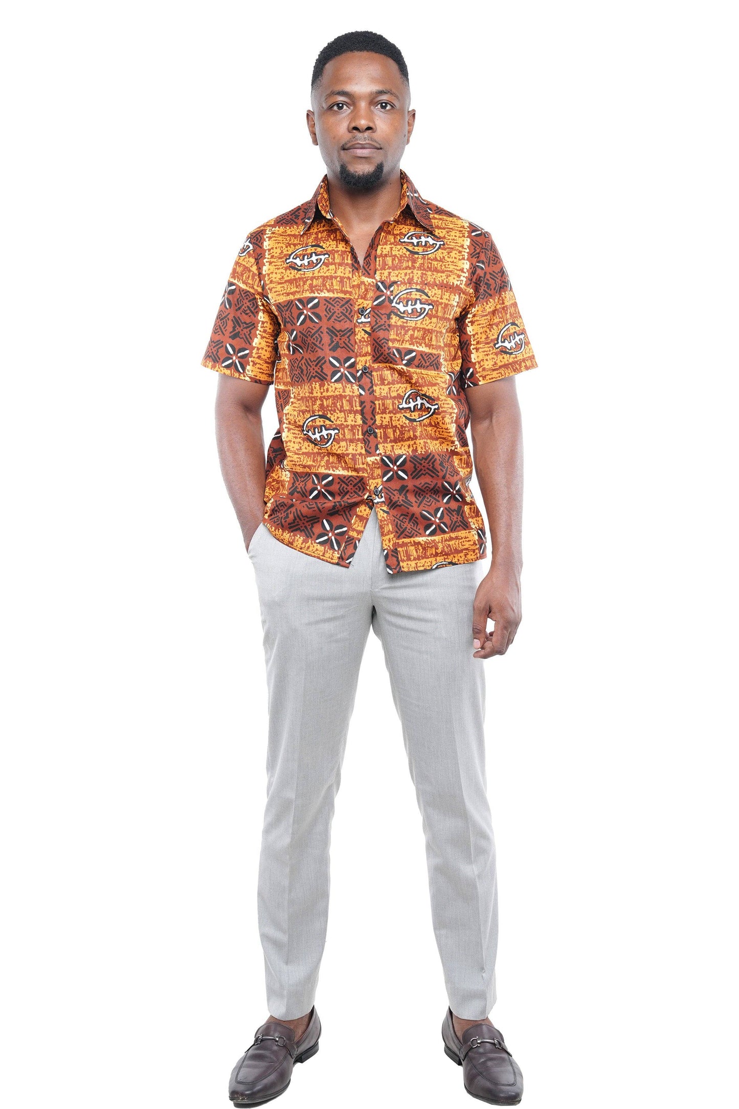 Men's African Print Button-Up Shirt