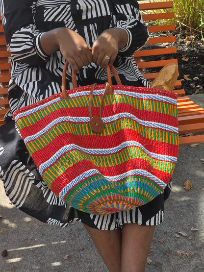Recycled Plastic and Sisal Open Tote Bag