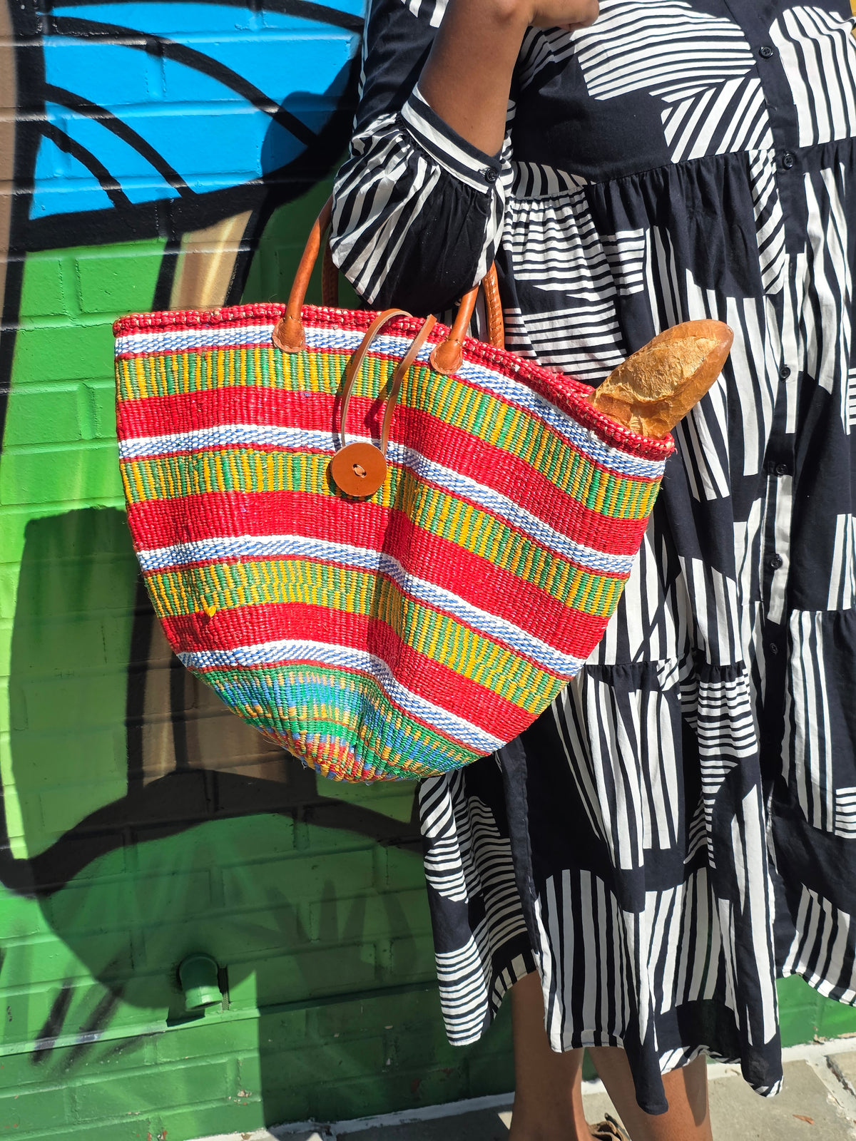 Recycled Plastic and Sisal Open Tote Bag