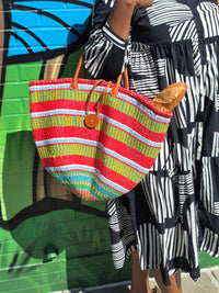 Recycled Plastic and Sisal Open Tote Bag