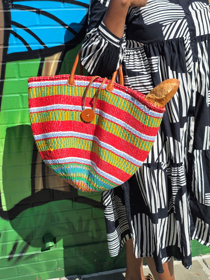 Recycled Plastic and Sisal Open Tote Bag