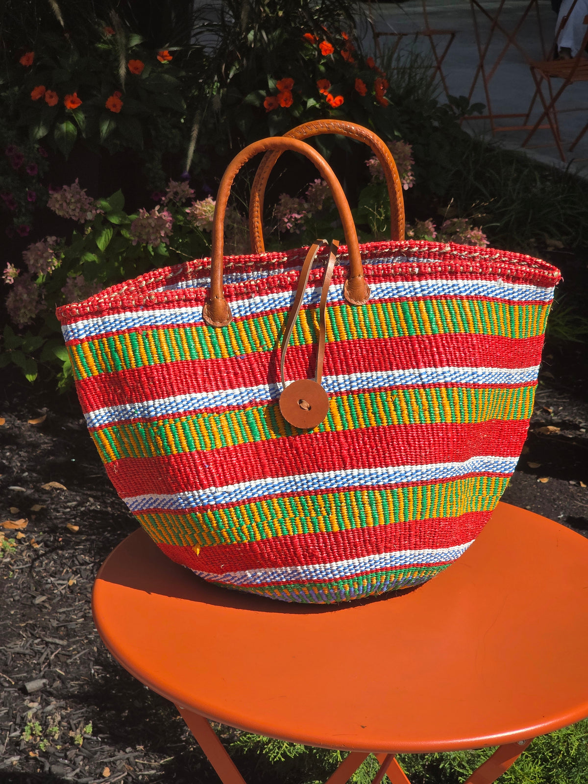 Recycled Plastic and Sisal Open Tote Bag