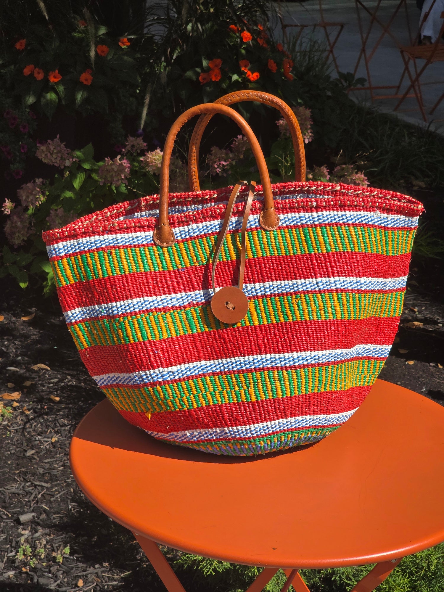 Recycled Plastic and Sisal Open Tote Bag