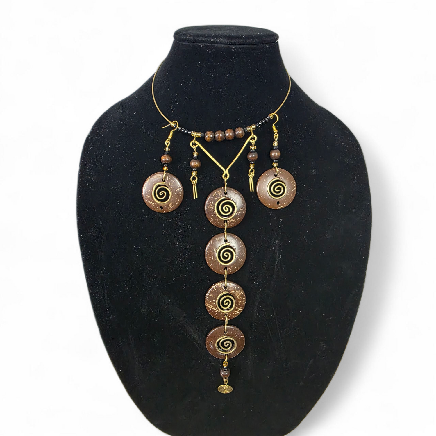 Bronze Spiral Choker Earring Set