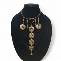 Bronze Spiral Choker Earring Set