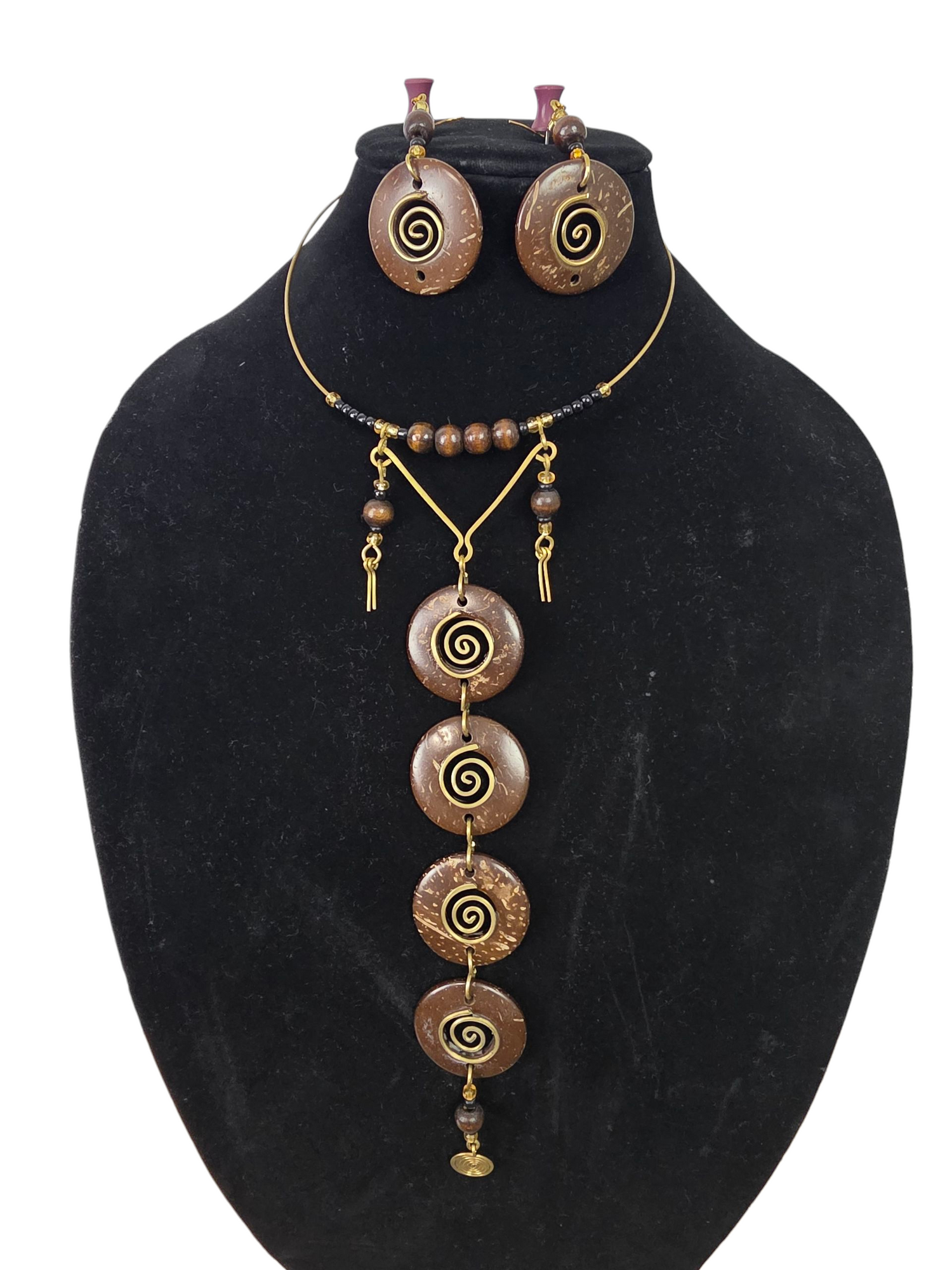 Bronze Spiral Choker Earring Set