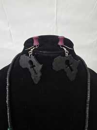 African Continent Wood Necklace Earring Set