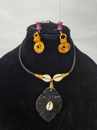 Cowrie Copper Necklace Earring Set
