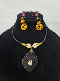 Cowrie Copper Necklace Earring Set