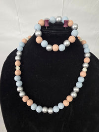 Beaded Pearl Necklace Bracelet Set