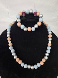 Beaded Pearl Necklace Bracelet Set