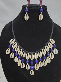 Blue Cowrie Necklace & Earring Set