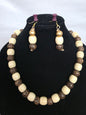 Wooded Bead Necklace & Earring Set