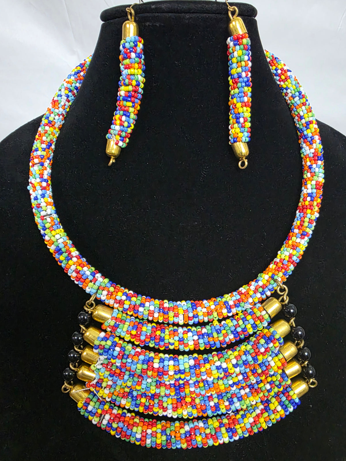 Colorful Beaded Necklace Earring Set