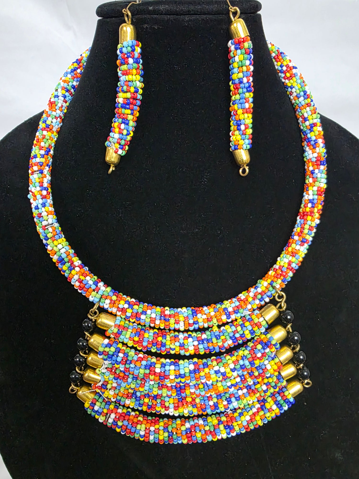 Colorful Beaded Necklace Earring Set