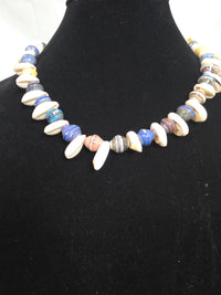Paper Beads and Cowrie Shell Necklace