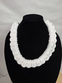 White Full Corded Macrame Necklace