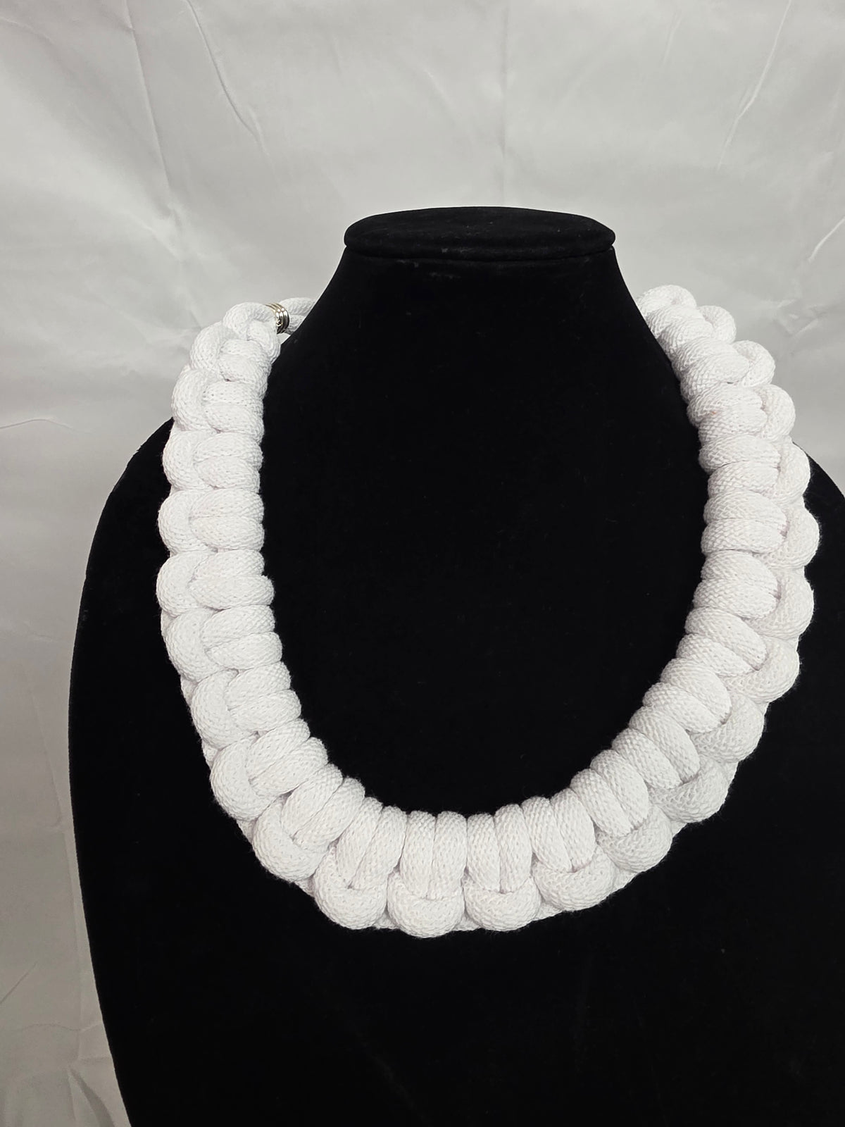 White Full Corded Macrame Necklace