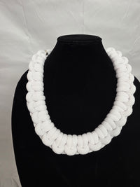 White Full Corded Macrame Necklace