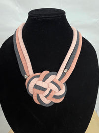 Pink Three-Toned Big Knot Macrame Necklace