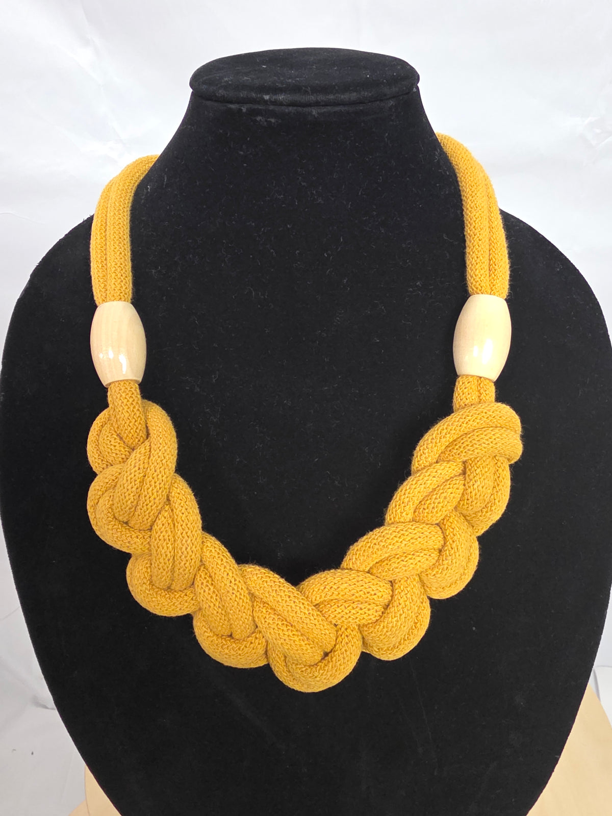 Yellow Braided Corded Macrame Necklace