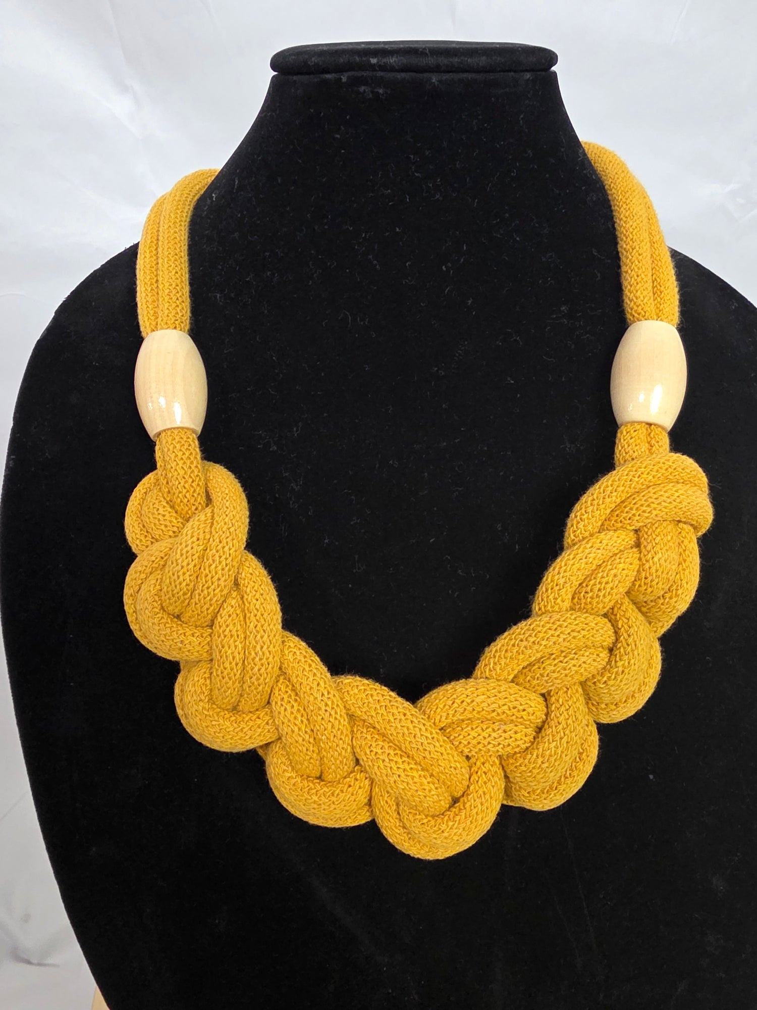 Yellow Braided Corded Macrame Necklace