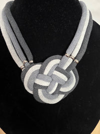 Grey Big Knot Macrame Necklace