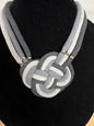 Grey Big Knot Macrame Necklace