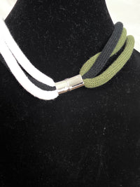 Green Double Half Toned Knot Macrame Necklace
