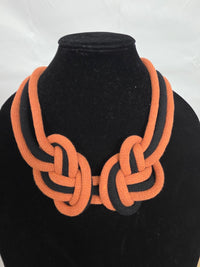 Orange Double Big Knot Macrame Necklace