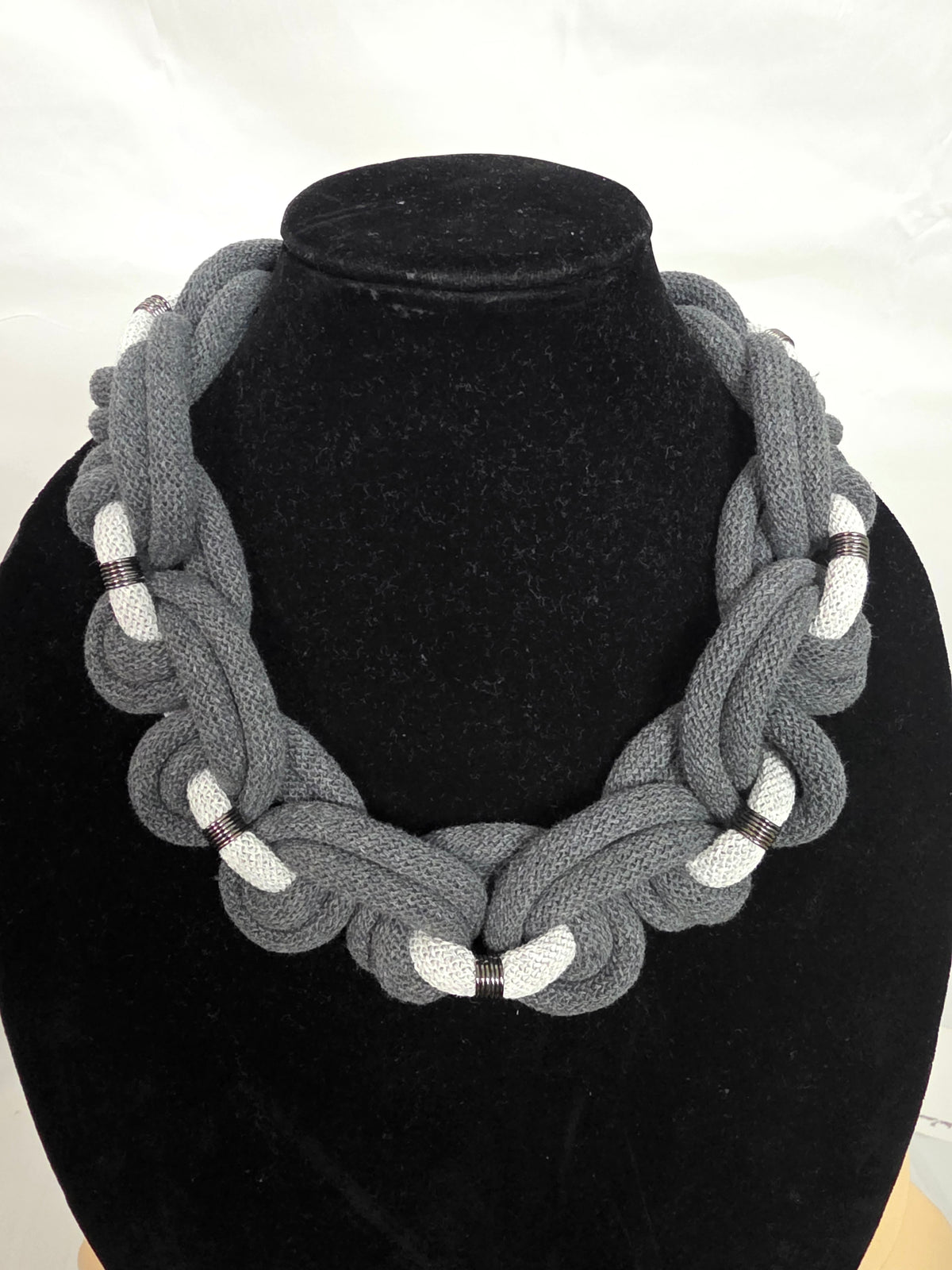 Grey Two-Toned Macrame Necklace