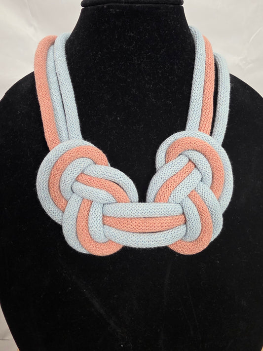 Pink Double Thick Knot Macrame Necklace