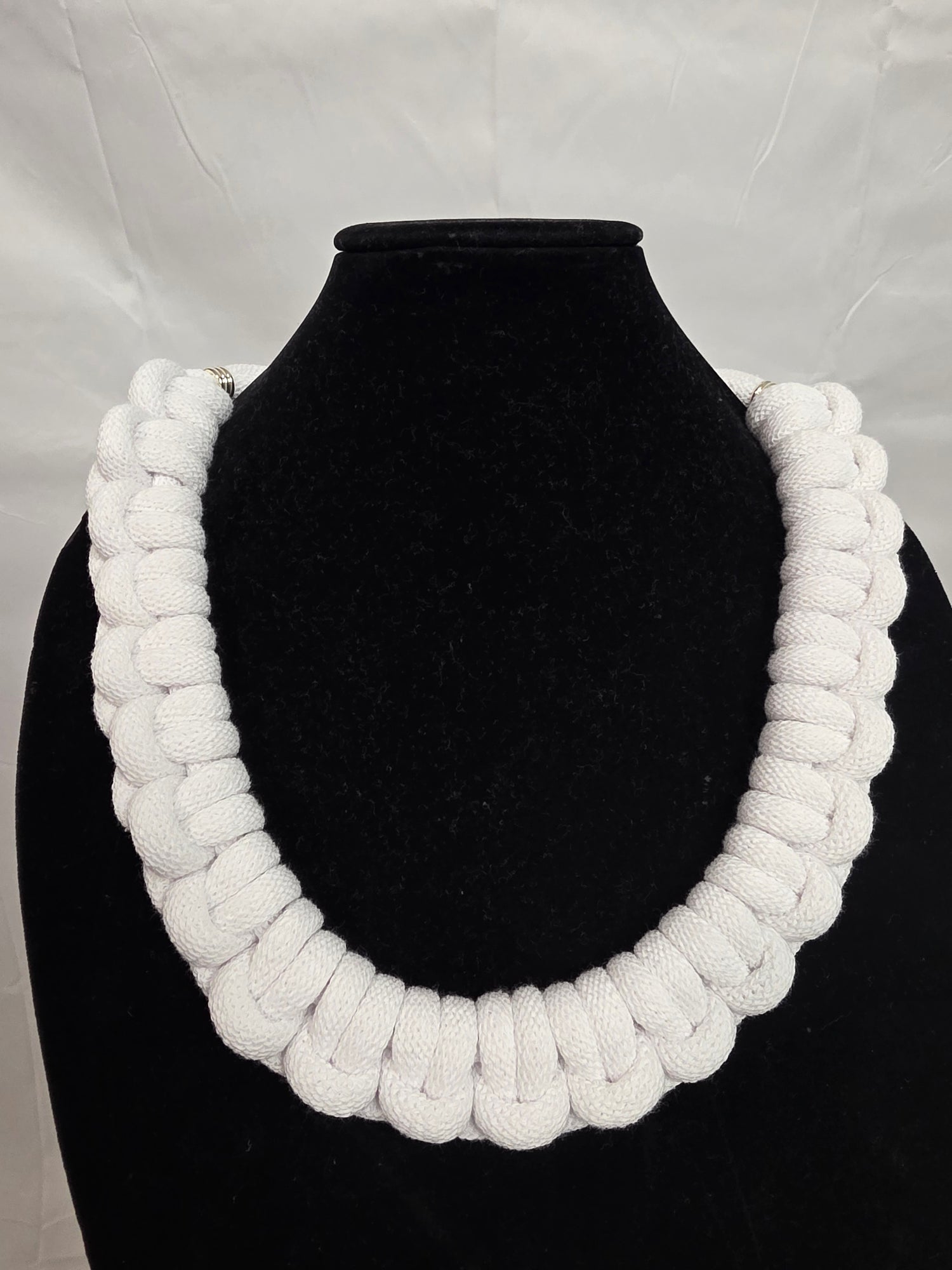 White Full Cord Macrame Necklace