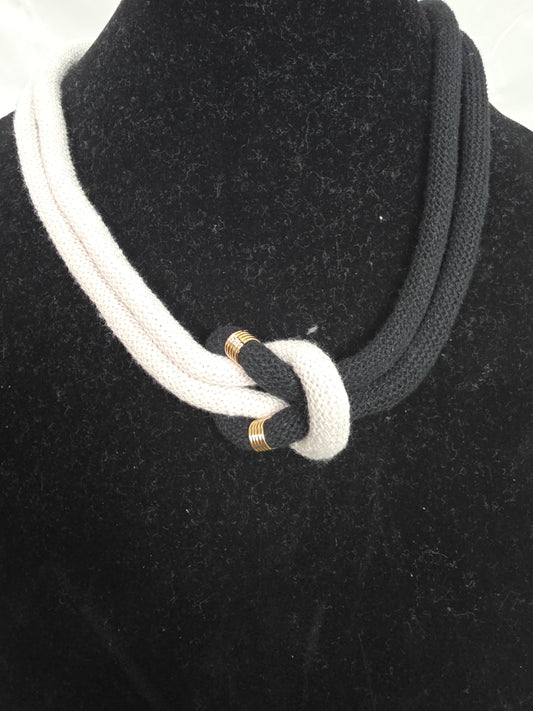 Two-Tone Knotted Macrame Necklace