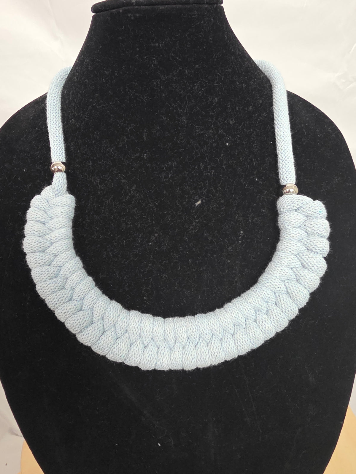 White Braided Corded Macrame Necklace