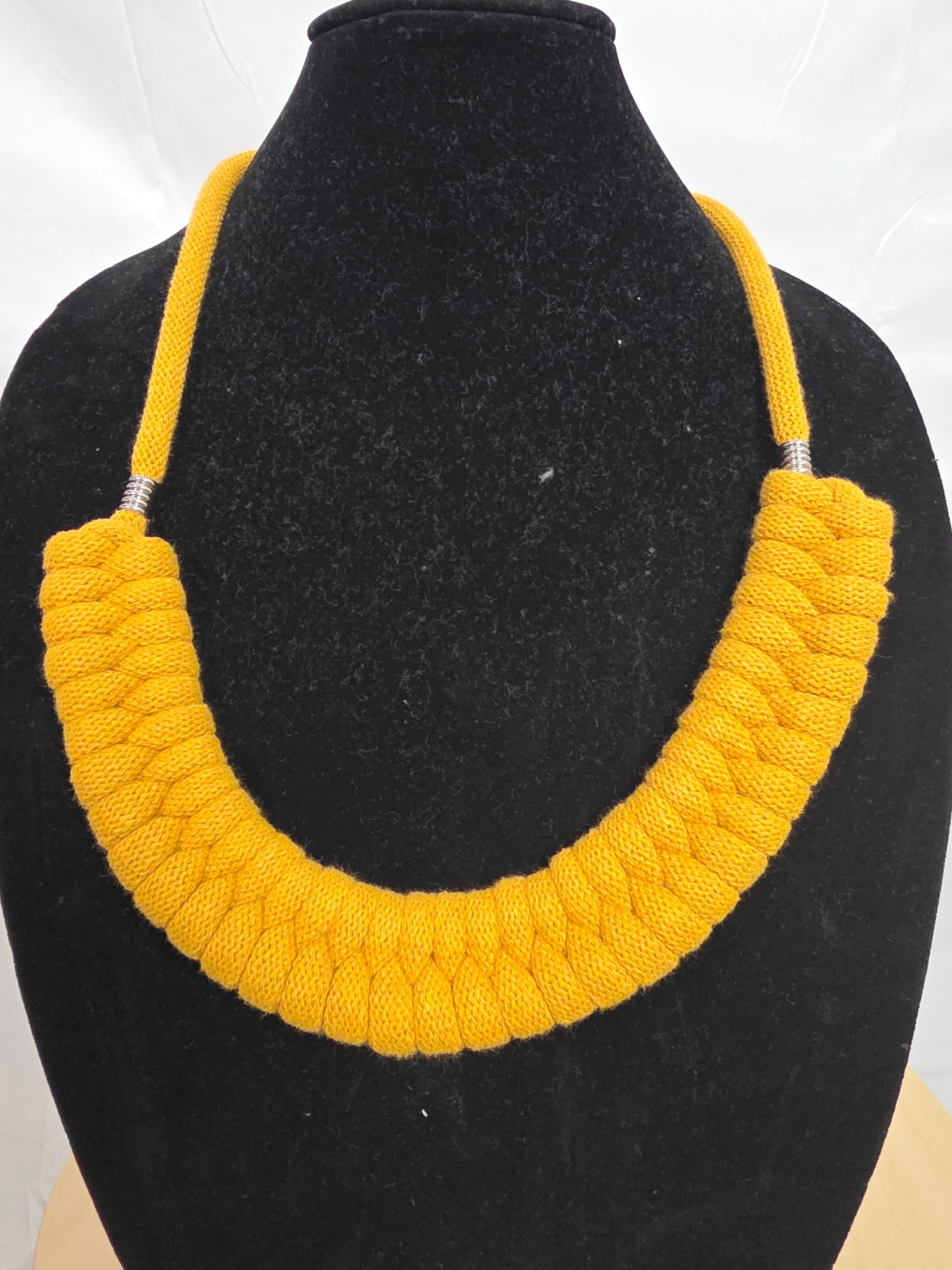 Yellow Flat Corded Macrame Necklace