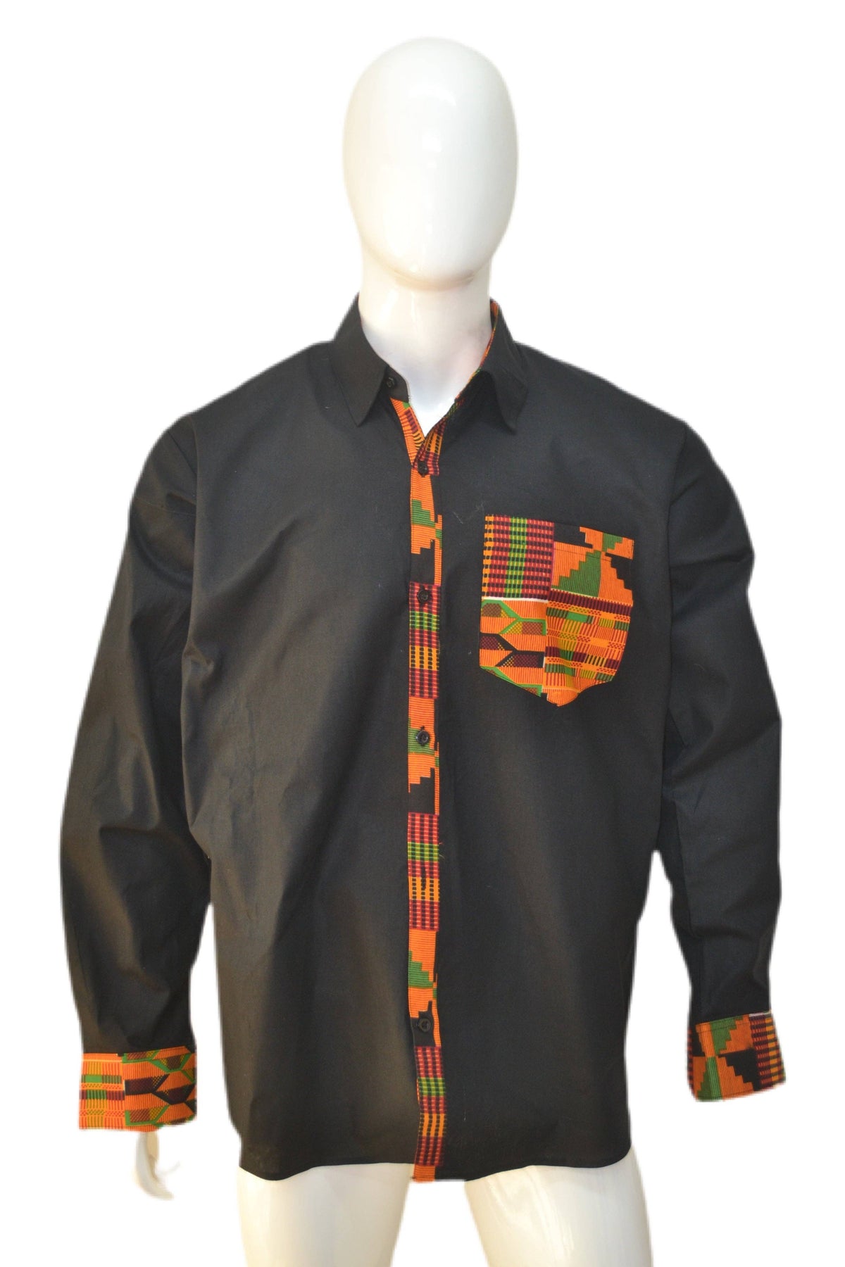 Kente Trim Long Sleeves Shirt For Men