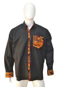 Kente Trim Long Sleeves Shirt For Men