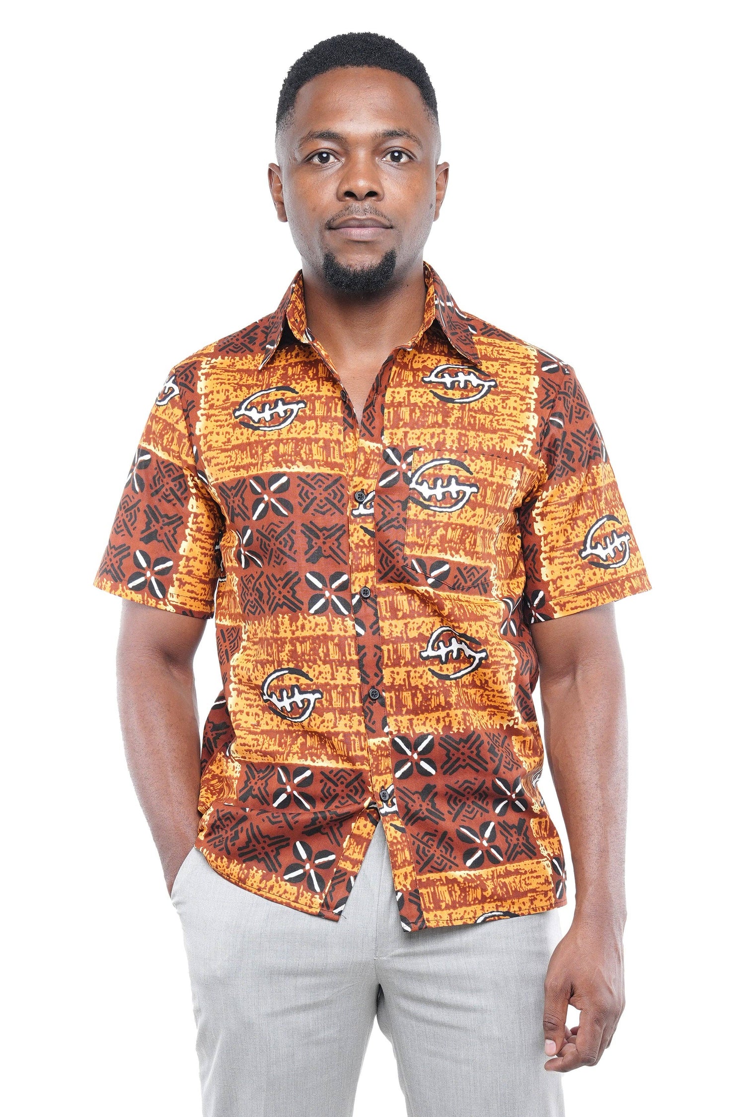 Men's African Print Button-Up Shirt