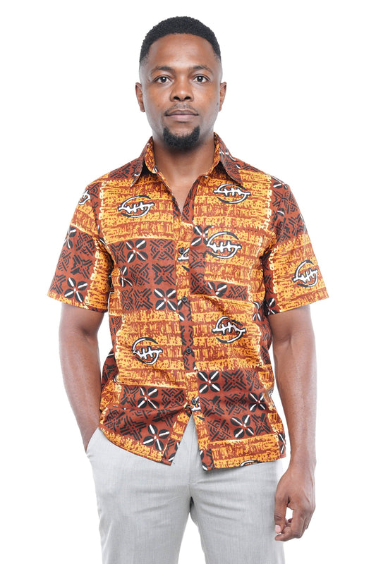 Men's African Print Button-Up Shirt