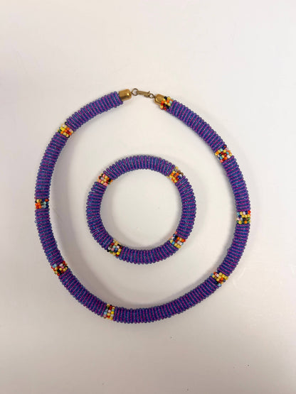 Maasai Necklace and Bracelet set, beaded