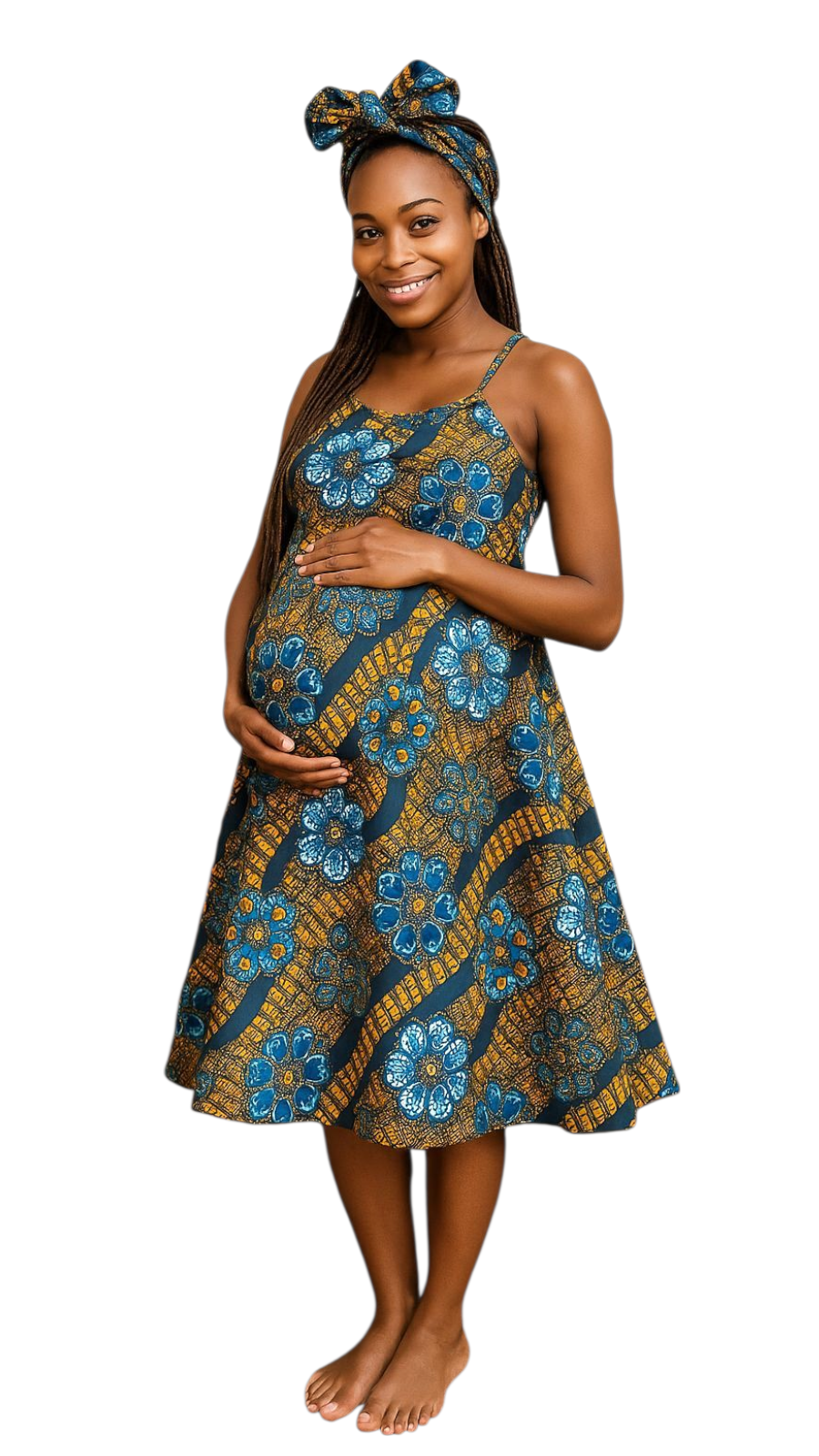 Sun Dress/ Mid Length/ Spagetti Straps/With Scarf