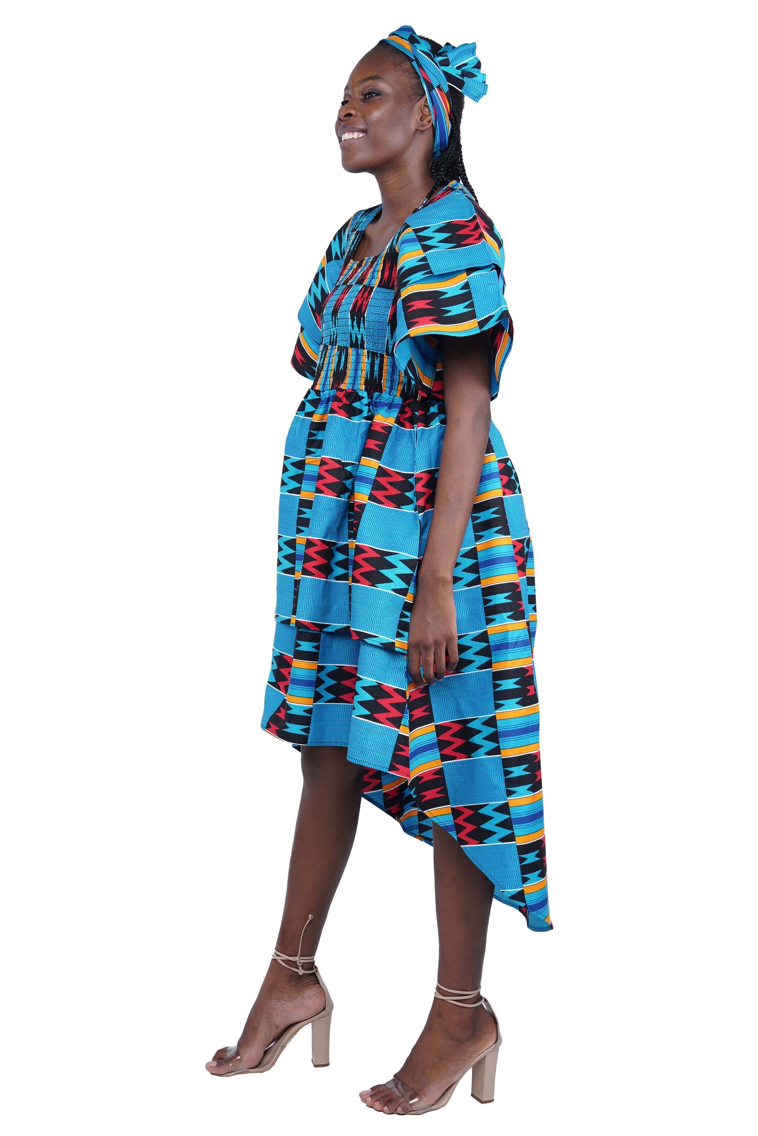African Two Tiered High Low Dress
