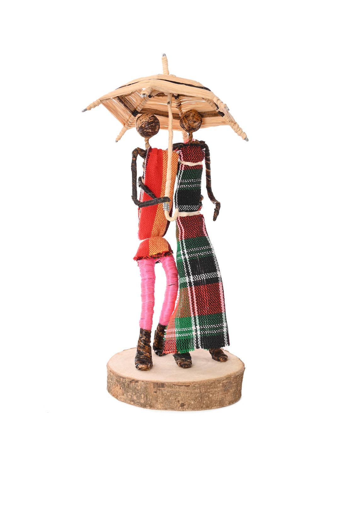 Decorative figurine of two people holding an umbrella on a white background