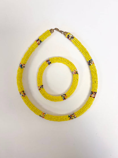 Maasai Necklace and Bracelet set, beaded