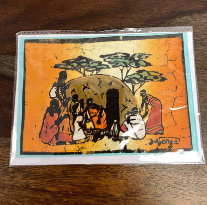 Hand-painted Greeting Cards Set, One-of-a-kind Giraffe, Zebra, Elephant, Rhino & Masai Designs, Fair Trade from Kenya